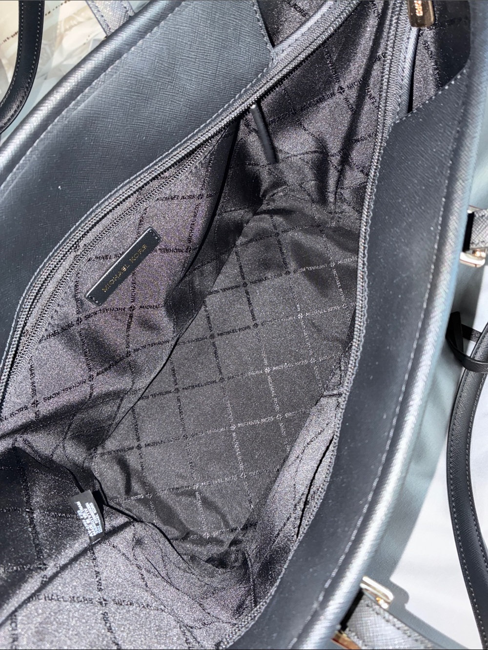 Michael Kors Charcoal/Black Signature MK Tote with Gold Accents - Picture 3 of 3